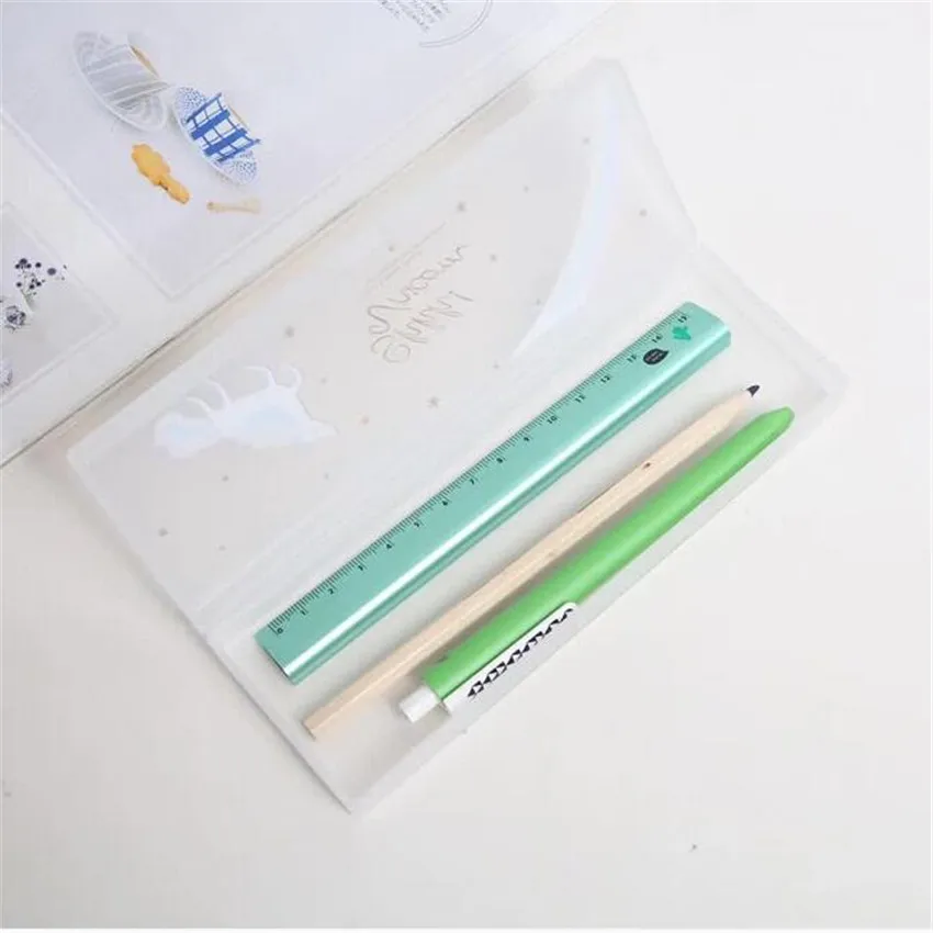 Unicorn Frosted Pencil Case Stationery Storage Organizer Bag School Office Supply