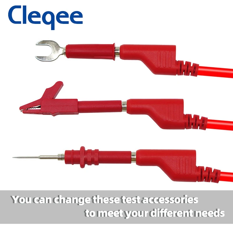 Cleqee P1036B series 4mm Dual Stackable Banana Plug Test Leads Kit with Alligator Clip Spade &amp Probes for Multimeter | Инструменты