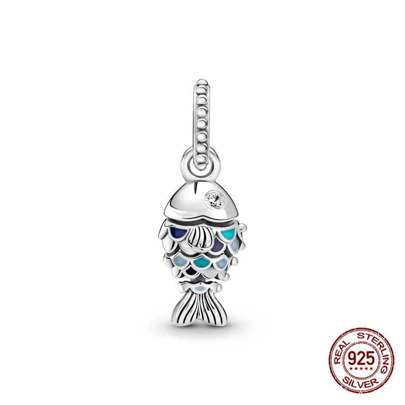 

100% Real 925 Sterling Classic Colorful Fish Charm&Bead Fit Original 3mm Bracelet&Bangle Making Fashion DIY Jewelry