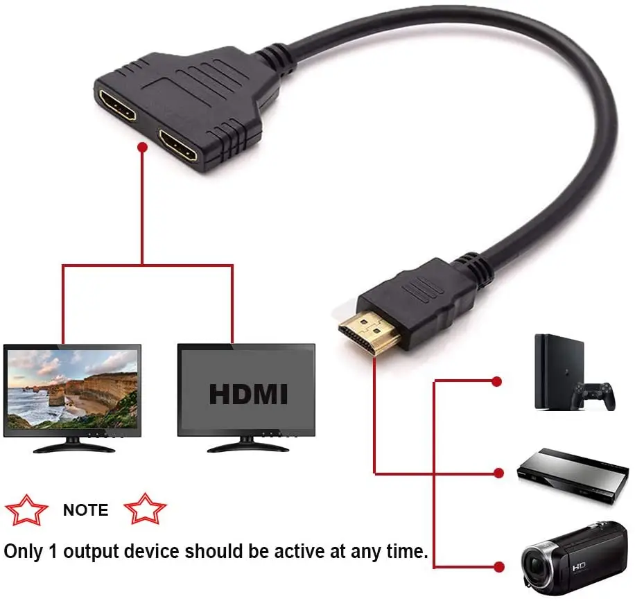 30cmHDMI-compatible Splitter Cable 1 Male To Dual HDMI-compatible 2 Female Y Adapter in HD LED LCD TV | Компьютеры и офис