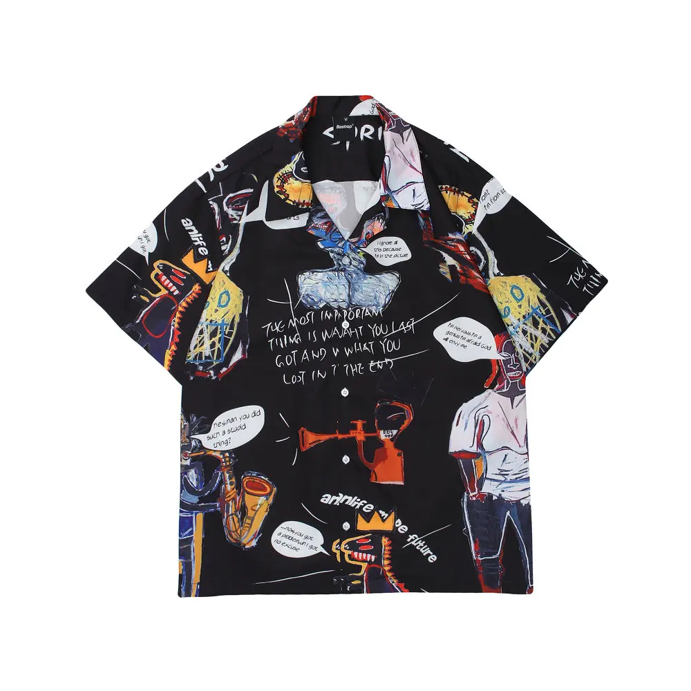 

2021 Summer Men's Short Sleeve Loose Polo Casual T Shirt Beach Blouse Plus Size Full Version Art Creative Couple Shirt