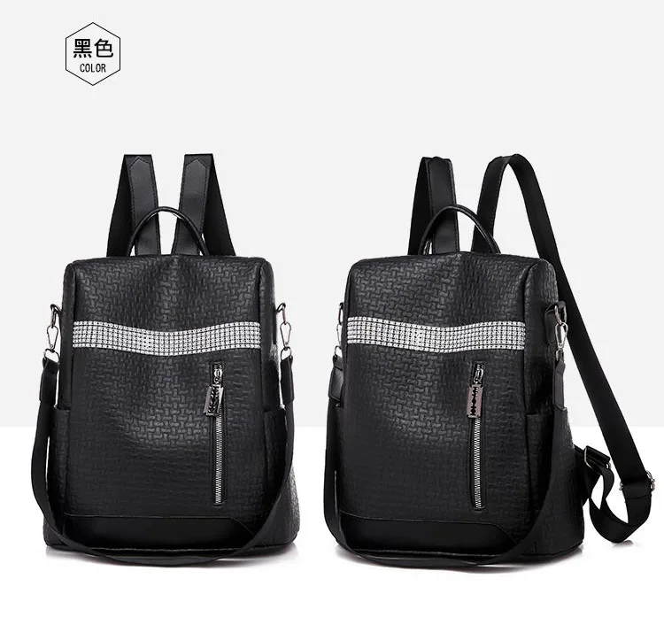 black1 Женский рюкзак 3 в 1, черные рюкзаки, женские кожаные роскошные сумки для рук, сумка для путешествий, тканевый Школьный рюкзак, mochila feminina - Цвет: black1