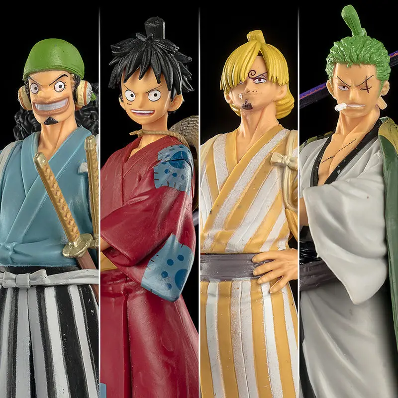 

17cm Anime One Piece The Grandline Men Luffy Roronoa Zoro Vinsmoke Sanji Trafalgar Nami Chopper Brook of Wano Country Figure