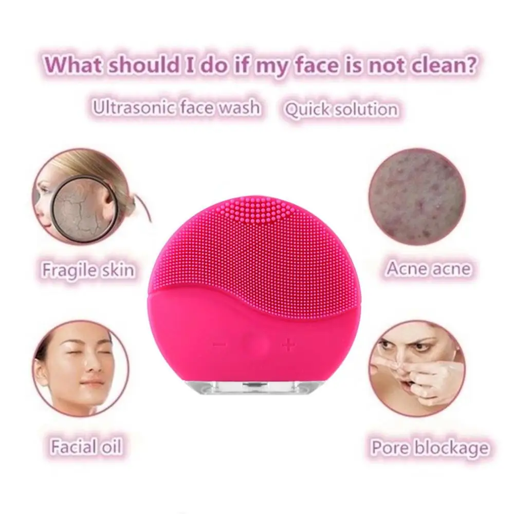 Электрическая Очищающая щетка для лица силиконовая вибрационная мини глубокого