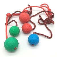 dog interactive rubber rope ball pet tooth cleaning molar bite toys puppy interactive training play solid ball with carrier rope