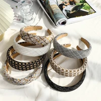 autumn new ins girl small incense wind hair accessories korean version of fabric plaid hairbands hairpin sponge flat headband