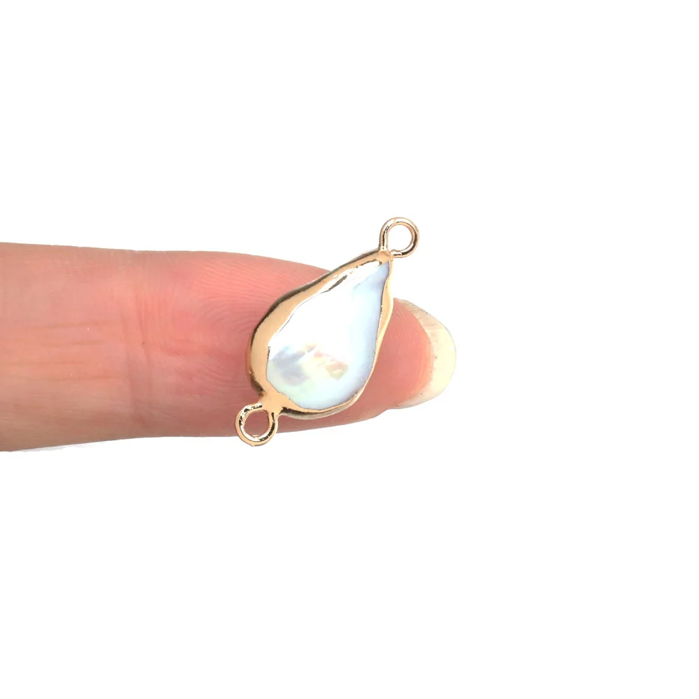 Натуральный пресноводный жемчуг подвеска нерегулярные Соединитель с двумя