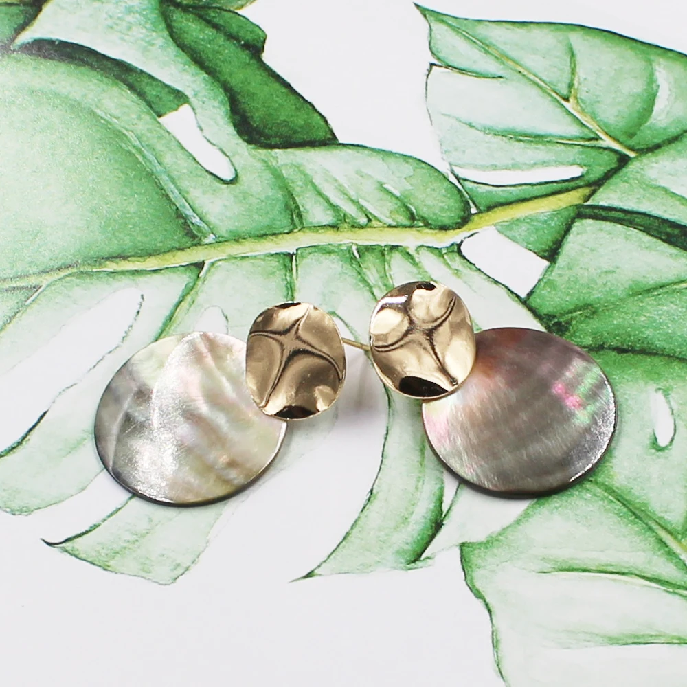 Натуральная перламутровая черная сережки в виде ракушек модные ювелирные