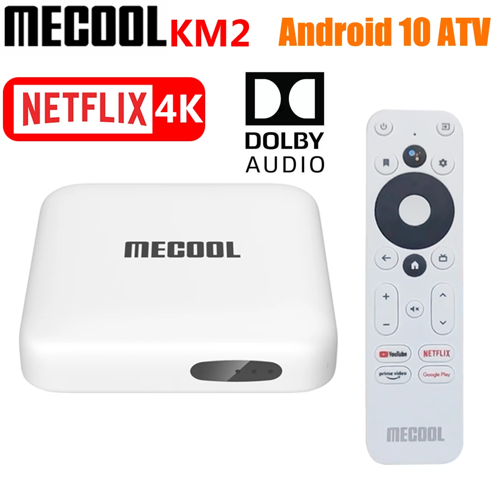 Netflix 4K Смарт ТВ-бокс Android 10 Сертифицированный Google ATV Mecool KM2 Amlogic S905X2 2 Гб DDR4 WiFi первоклассный видео приставка L1 - изображение