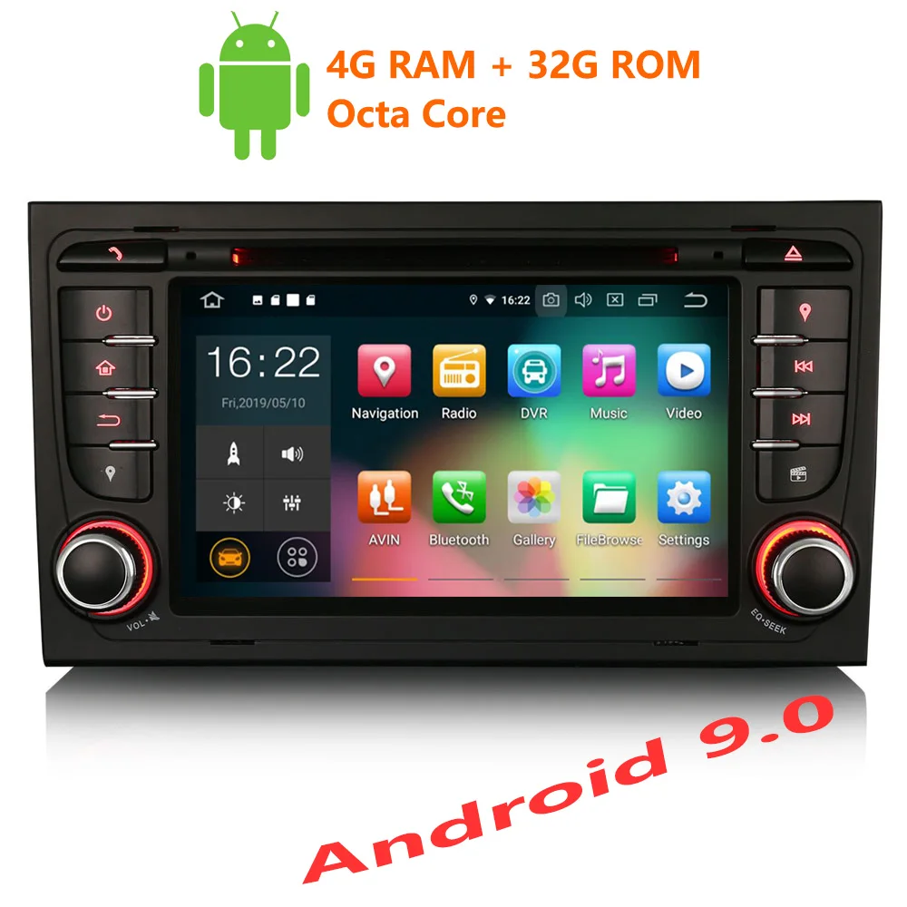 Erisin ES7978A 7 дюймов Android 9 0 Восьмиядерный 4 Гб RAM Автомобильный DVD Радио BT для AUDI A4 S4 RS4 B7