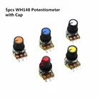 Резистор с колпачком, 5 шт.лот, WH148, B1K, 2K, 5K, 10K, 20K, 50K, 100K, 250K, 500K, 1 м, Ом, 15 мм, 3 контакта
