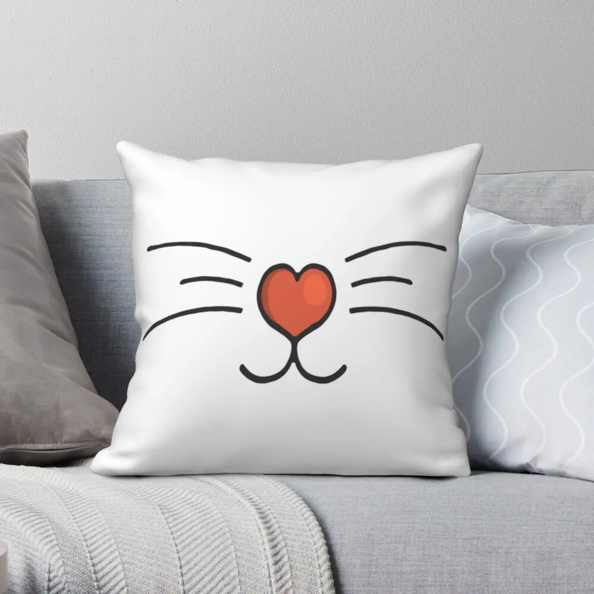 

Heart And Whiskers Pillowcase Polyester Linen Velvet Pattern Zip Decor Pillow Case Bed Cushion Cover