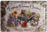 english flower garden tin wall sign metal plaque poster warning sign iron painting art decor for bar cafe garden hotel outdoor