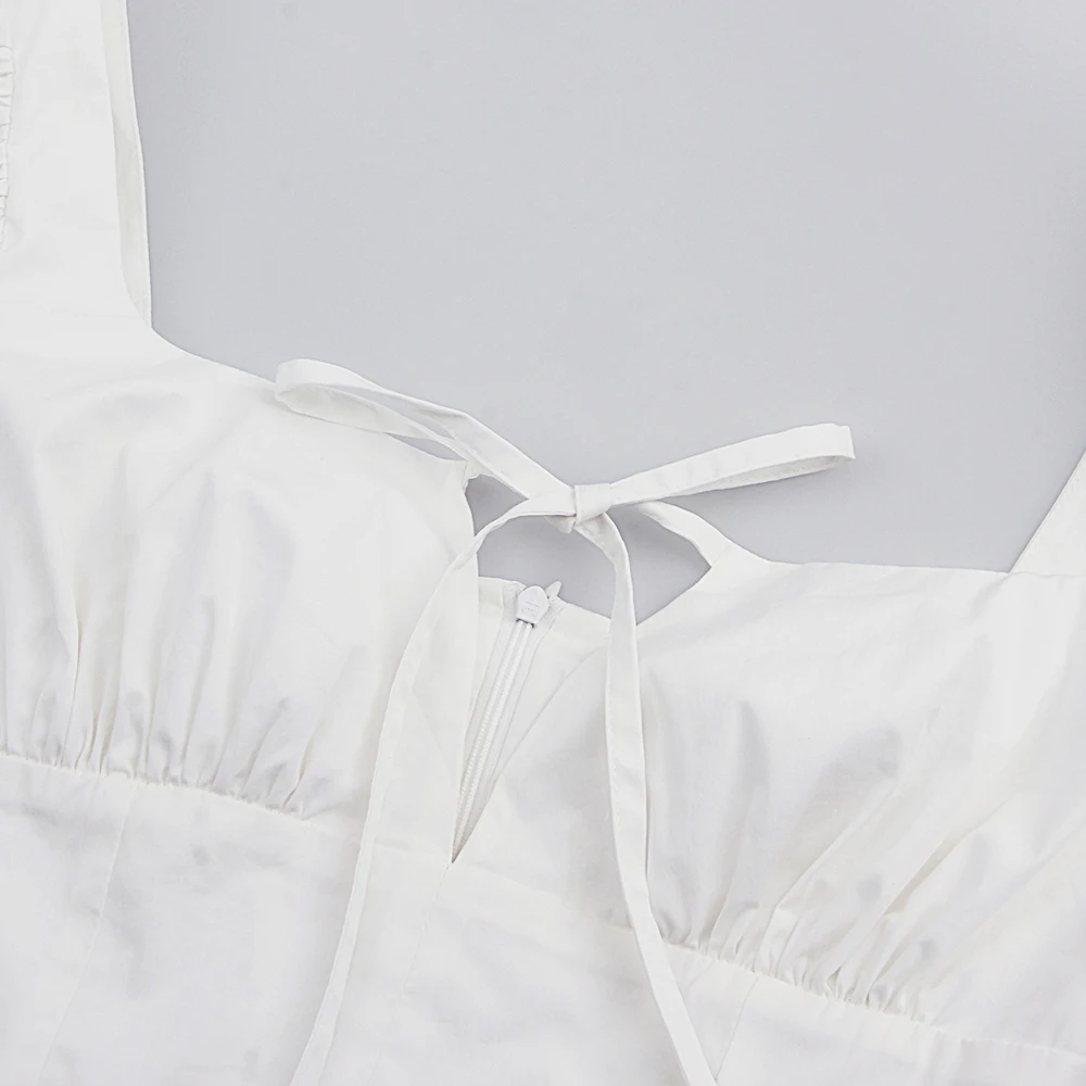 

Fyrneh Women Satin White Dress Long Lantern Sleeve Elegant Backless Bodycon Party Sexy Mini Dresses