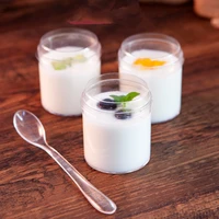 48pcs 60ml round hard plastic cups mini transparent pudding ice cream jelly yogurt dessert cups diy baking decor cup with lid