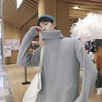 2020 new knit sweaters korea mens turtleneck long sleeves autumn winter pullover knitted o neck plus oversize sweater men