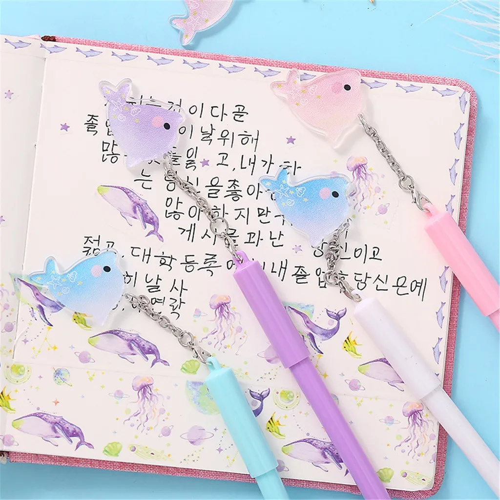 Каваи милые 0 5 мм черные чернила мультипликационная гелевая ручка ручки для