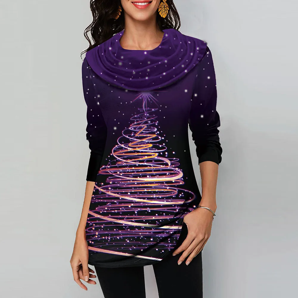 

Autumn New Christmas Shirt Women Casual Fashion Christmas Trees Comfortable Loose Printed Style T-Shirt Female Mujer Camisetas