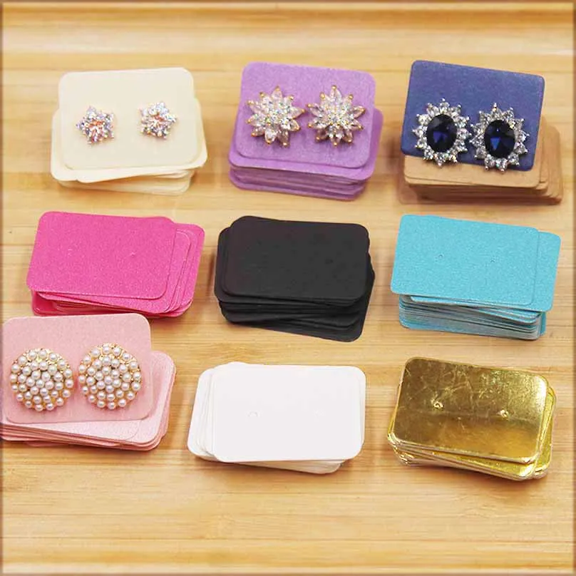 Wedding Gift tag 100pcs colorful color 3.5x2.5cm earring paper package card DIY small stud earring card white kraft  paper card
