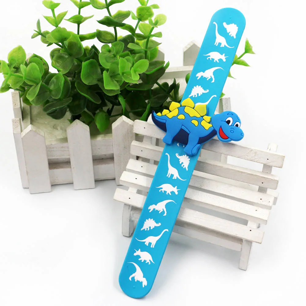 

Kids Wristband Toy Party Favor Baby Shower Kawaii Accessories Cartoon Dinosaur Children Bracelet Rubber Geometric Solid Color