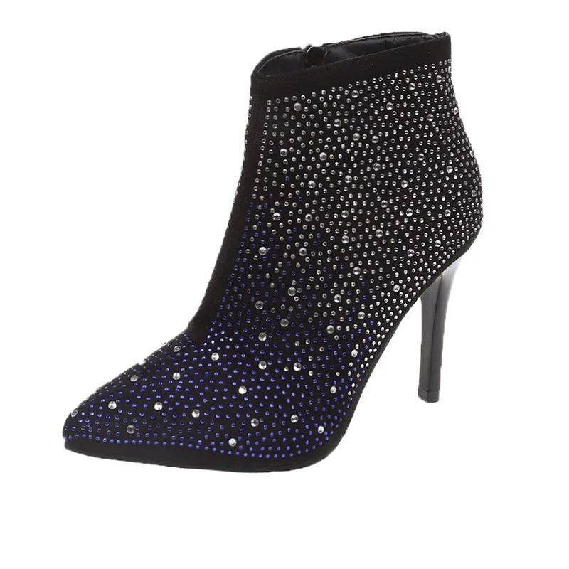 9 см женские ботильоны пикантная обувь с украшением в виде кристаллов Стразы