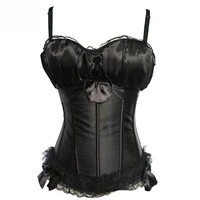 adjustable corset shoulder strap korset for women satin overbust fish boned corset plus size black red white sexy corset
