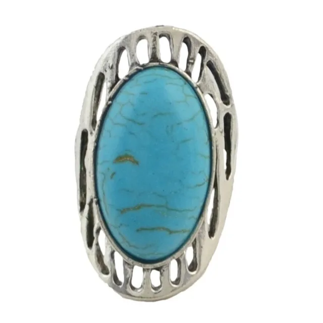 Богемное кольцо в стиле панк с большим круглым зеленым камнем из металла для