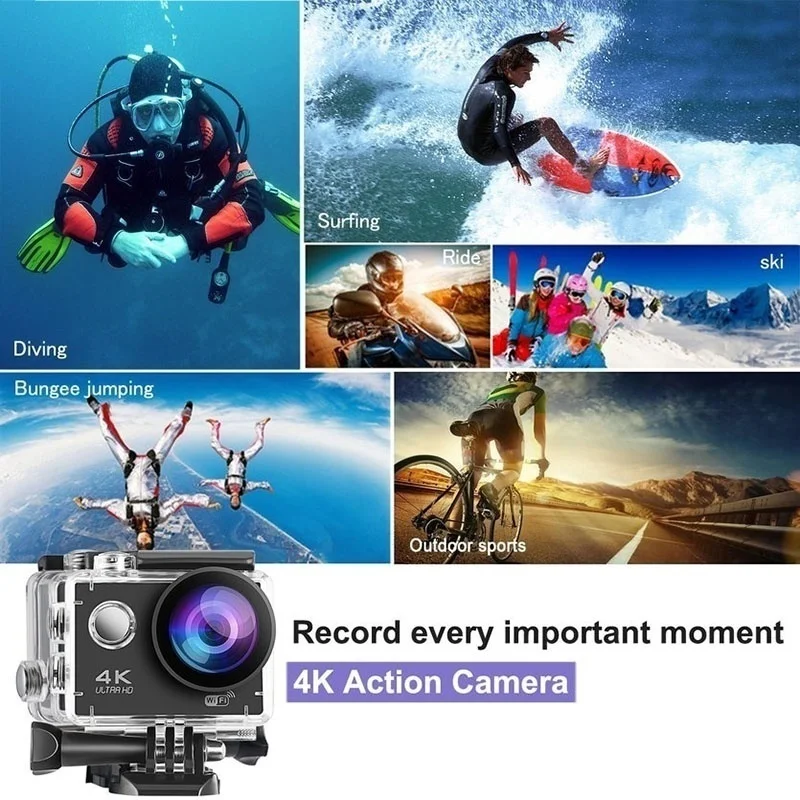 Спортивная 4K экшн-камера 1080P wifi 30m Водонепроницаемая профессиональная камера для фото go pro шлем для подводного спорта камера для серфинга