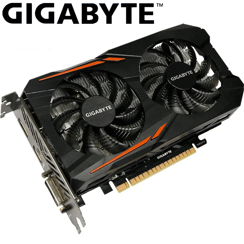 Графическая карта GIGABYTE GTX 1050 OC 2GB GDDR5 с видеокартой NVIDIA GeForce GPU 128 бит для ПК б/у