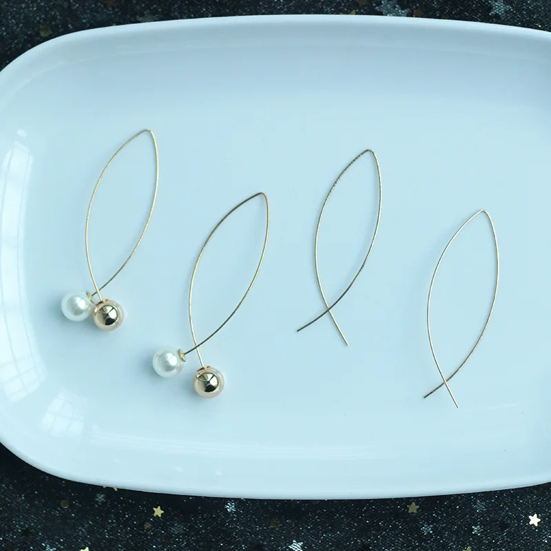 Новинка минималистичные серьги с жемчугом длинные темпераментные рыбки Женские