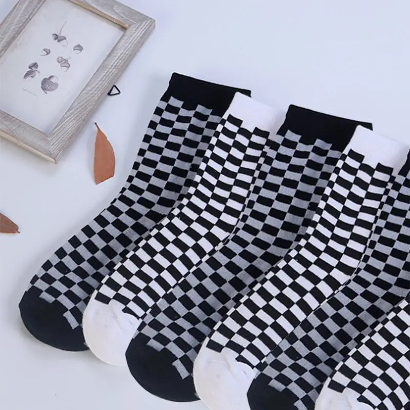 

Fashion Trends Unisex Socks Checkerboard Geometric Checkered Men Women Cotton Socks