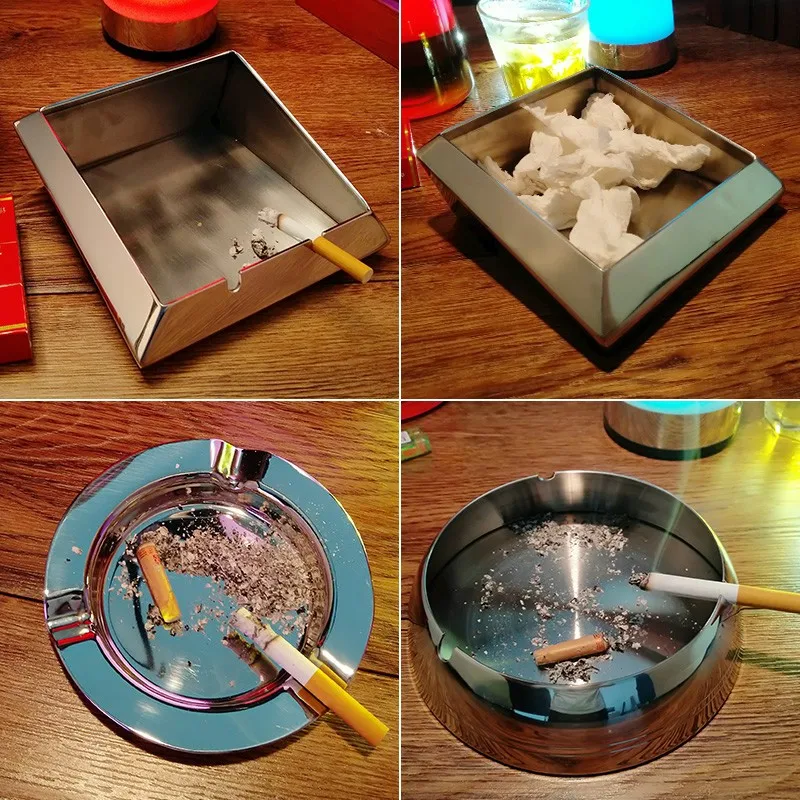 

Smoking Accessories Personality Large Stainless Steel Windproof Rotary Square Ashtray