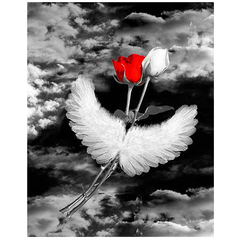 Алмазная 5D Вышивка сделай сам фото крылья ангела роза алмазная живопись