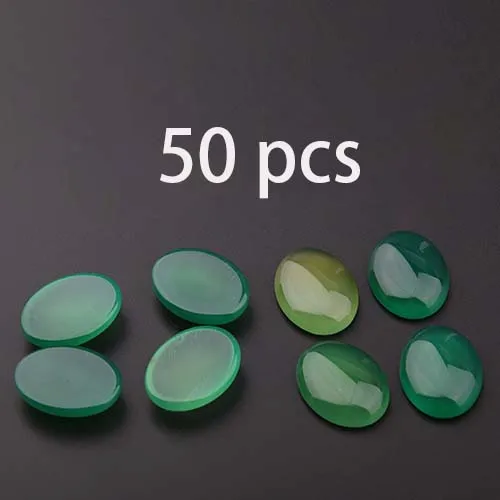 50 pcs Натуральный камень эллиптической формы зеленый Агат Кабошон без отверстий бусины для изготовления самодельные Украшения, Аксессуары бусины - Color: 50 pcs