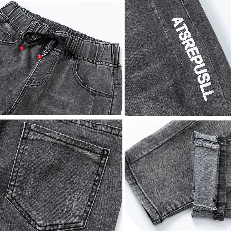 

Super Elastic Drawstring Harem Jeans Women Plus Size 6XL Mom Denim Pants Spring Autumn High Waist Trousers Retro Stretch Trouser