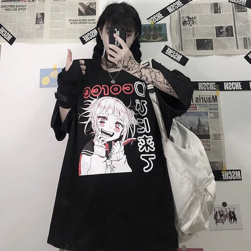 

Aolamegs Men's T-Shirts Couple Oversized T-shirt Diablo Anime Girl Tee Shirts For Men Summer Gothic High Street Streetwear Loose