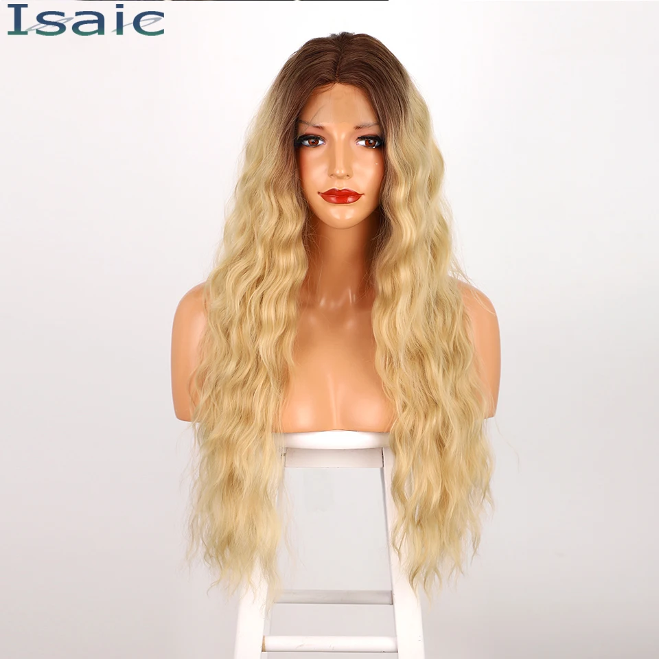 

Isaic синтетический эффектом деграде (переход от темного к блондинка Синтетические волосы на кружеве парик для Для женщин темные корни длинны...