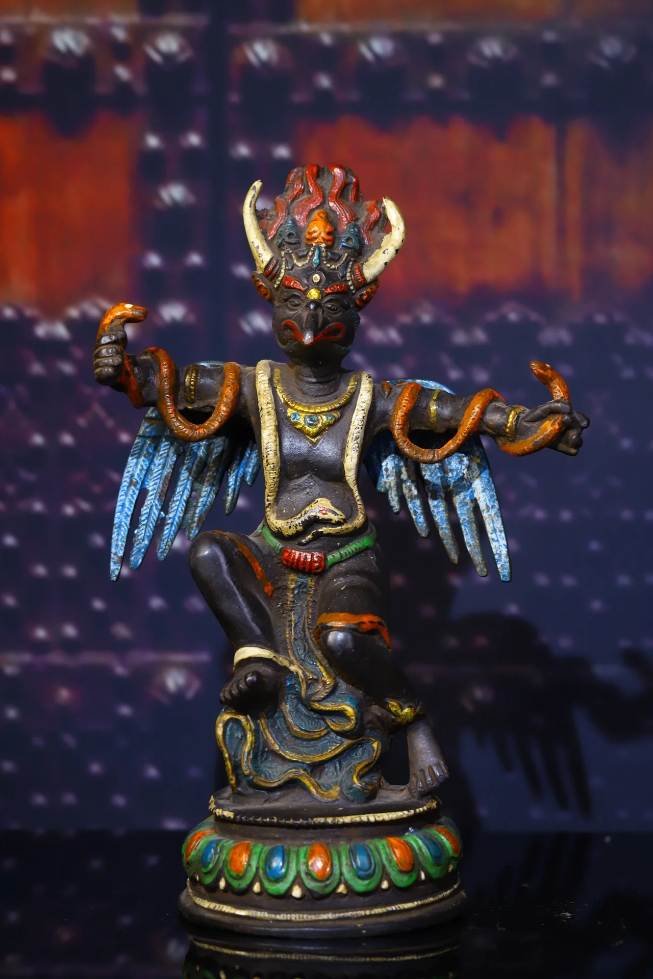 

Home Decor 8"Tibet Buddhism Old bronze Tracing Roc garuda statue Buddhist protector Exorcism Ward off evil spirits