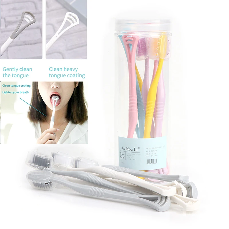 

8Pcs Barreled 2 In 1 Tongue Scraper Toothbrush Oral Tongue Cleaner Scraper Tongue Oral Care Tools