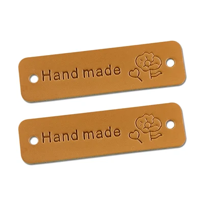 2 Flower brown label 24 шт. кожаная этикетка ручной работы для одежды ручной работы этикетки для кожаной ручной работы Швейные бирки ручной работы с любовью - Цвет: 2 Flower brown label