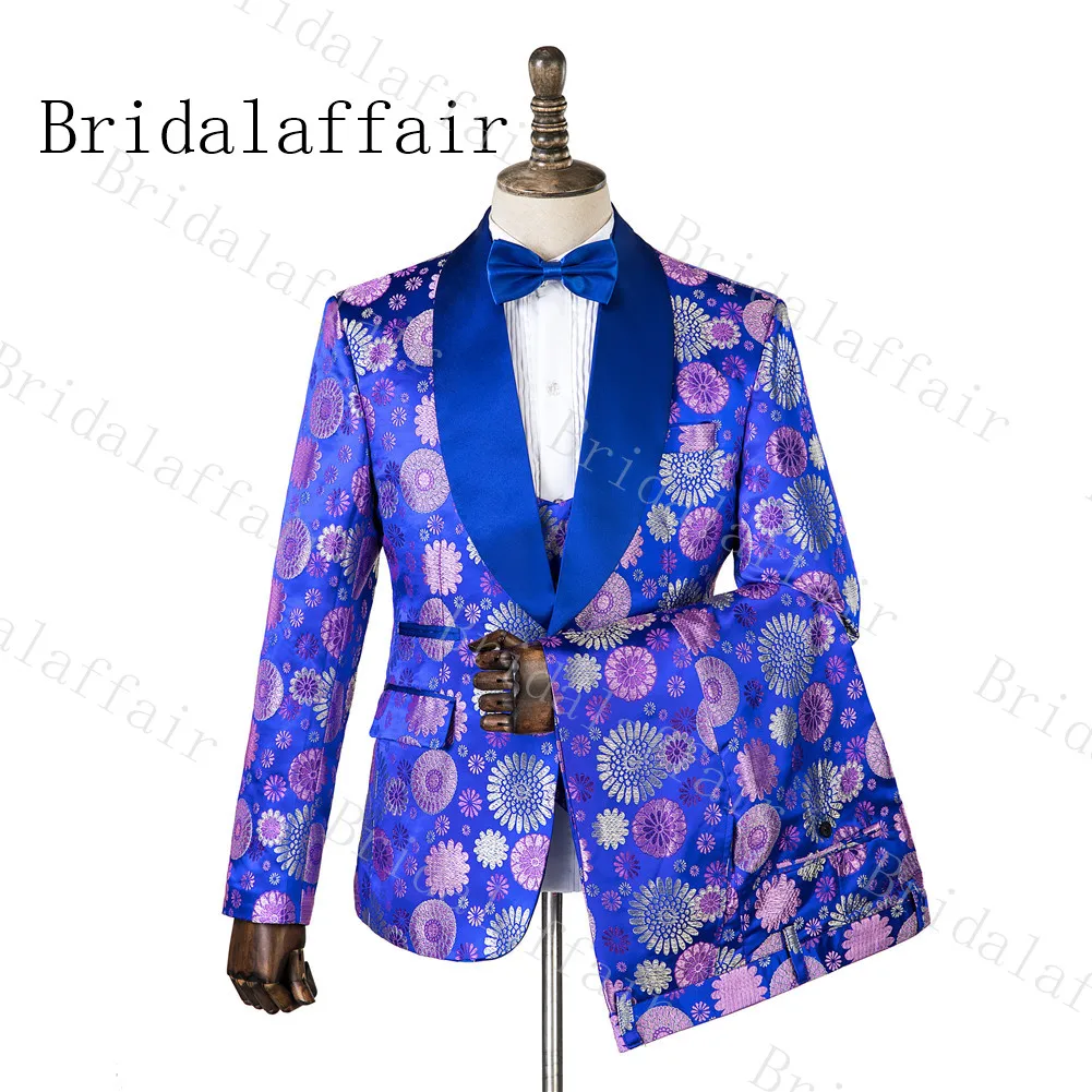 Bridalaffair Shinny, зимний Королевский смокинг, мужской костюм жениха, мужской костюм для шафера, Блейзер, комплекты(куртка+ брюки+ жилет