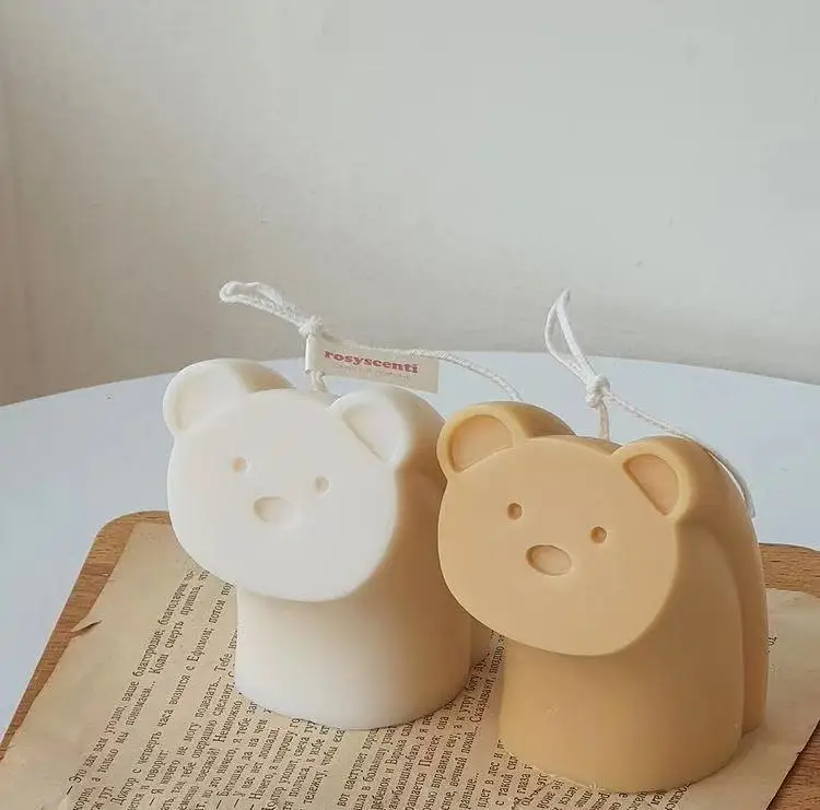 

1pcs 3d Silicone Candle Mould Heart Shape Rainbow Flower Bear Columnar Diy Handmade Silicone Candle Mold Aromatherapy Molds