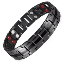 hot sale black mens bracelet double row magnet energy pure titanium bracelet jewelry