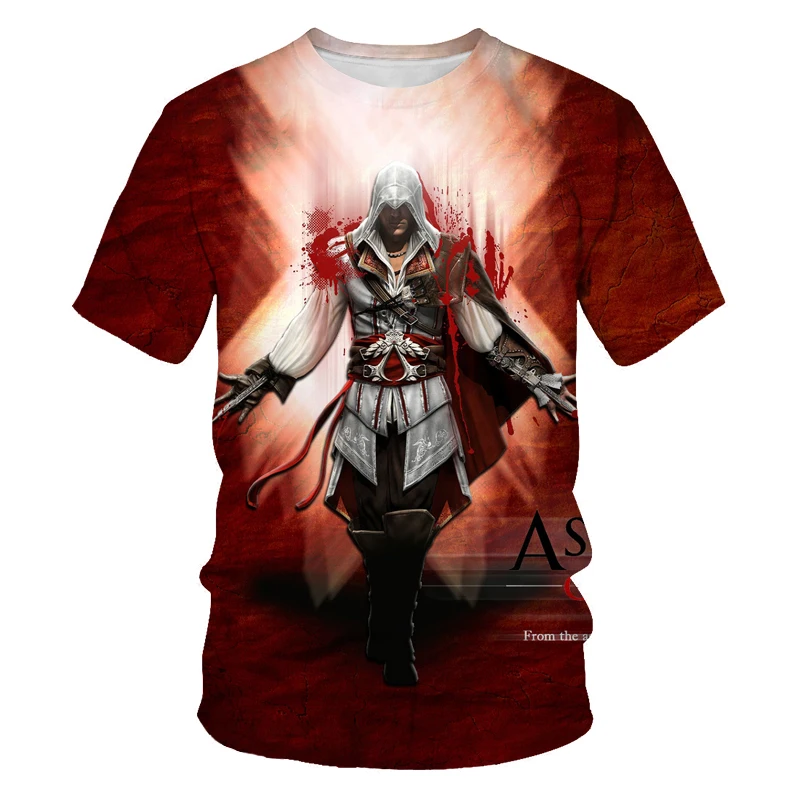 

New 3D printing game warrior character O-neck T-shirt summer comfortable and casual all-match short-sleeved top XXS-6XL