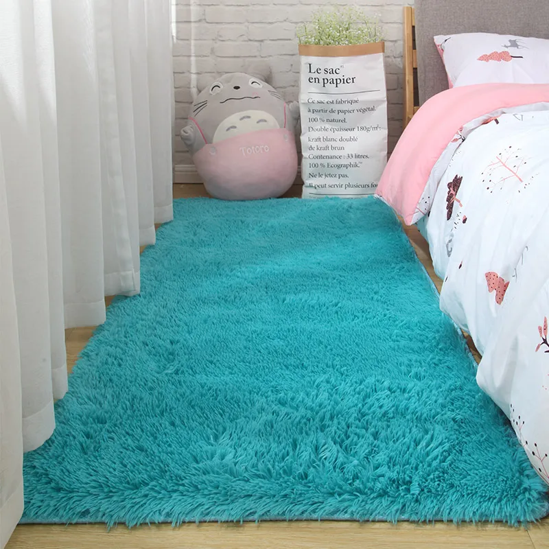 Long-haired bedroom front rug room decoration blanket living carpet Nordic coffee table mat thickening soft skin-friendly | Дом и сад