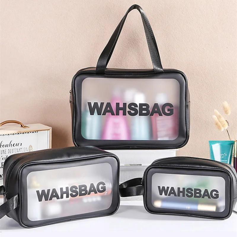 

S/M/L 3 Sizes Ladies Large Capacity Pu Frosted Waterproof Cosmetic Bag Convenient Travel Makeup Storage Bag Female Wash Bag