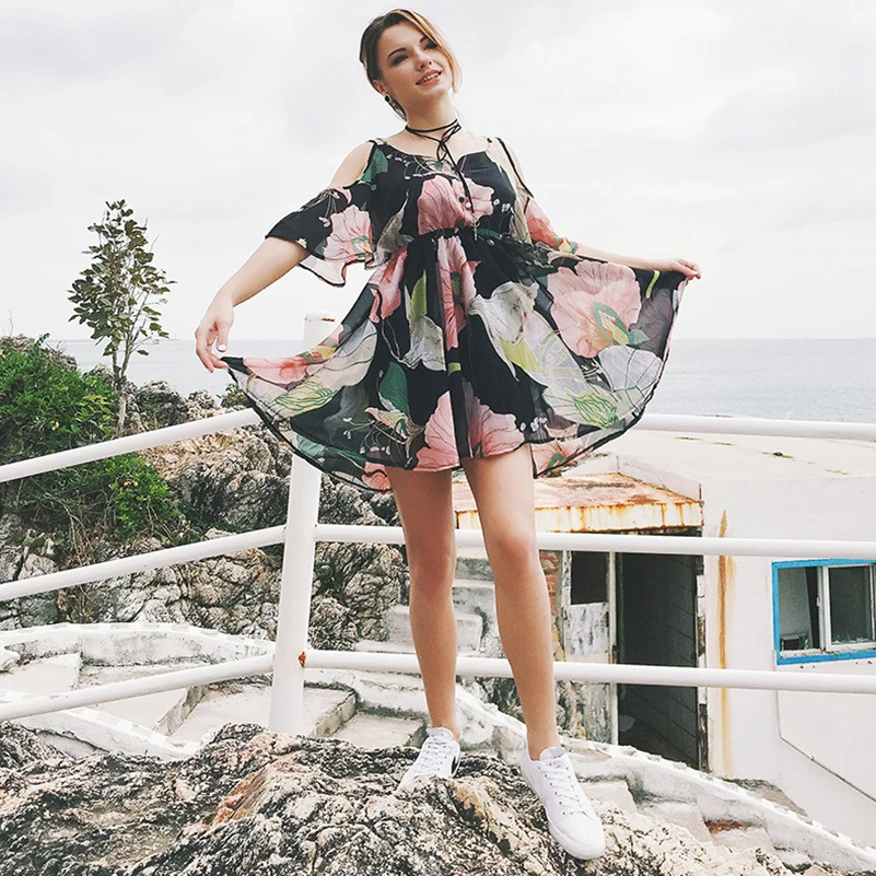 Свободное платье с v образным вырезом сексуальное повседневное летнее женское