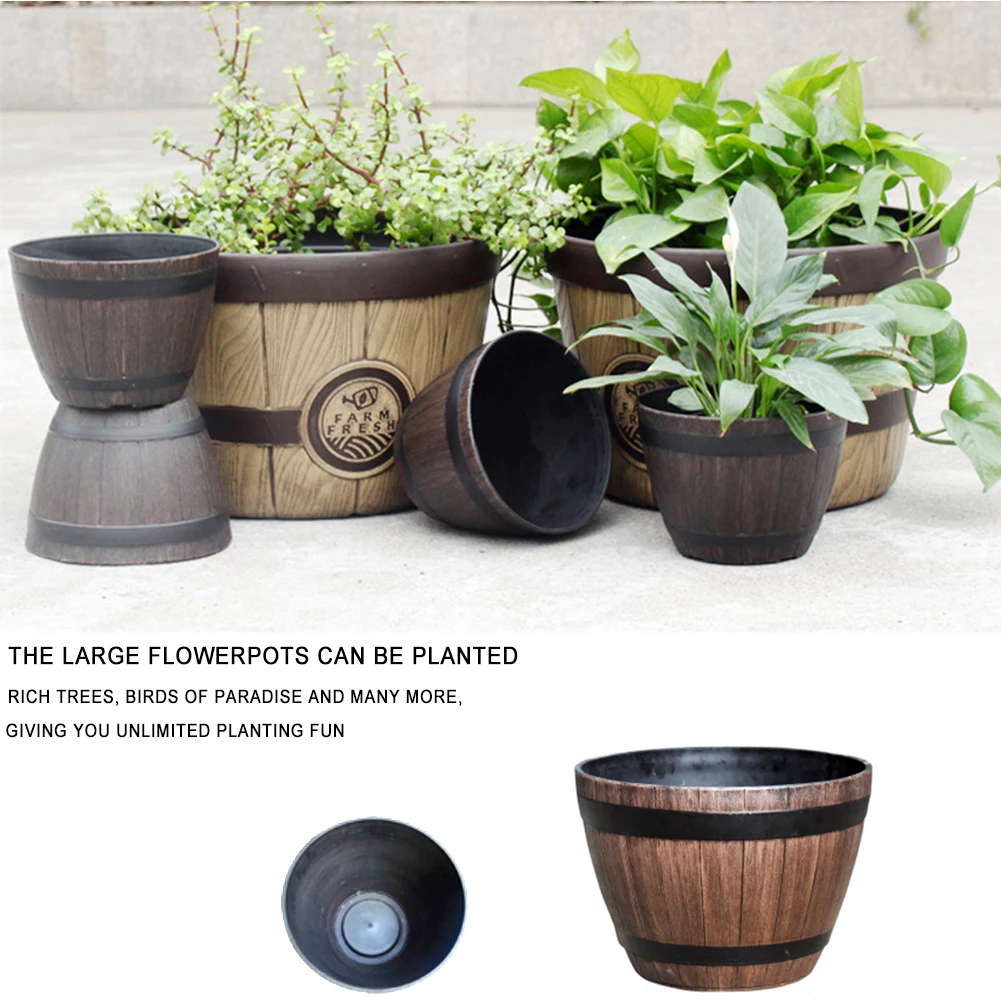 Круглая деревянная бочка цветочный горшок комнатные суккулентные растения