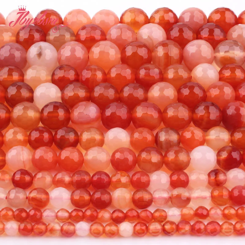 4 6 8 10 12mm Faceted Round Multicolor Carnelian Aagtes Natural Stone LooseBead For DIY Necklace Jewelry Making 15&quotFree Shipping |