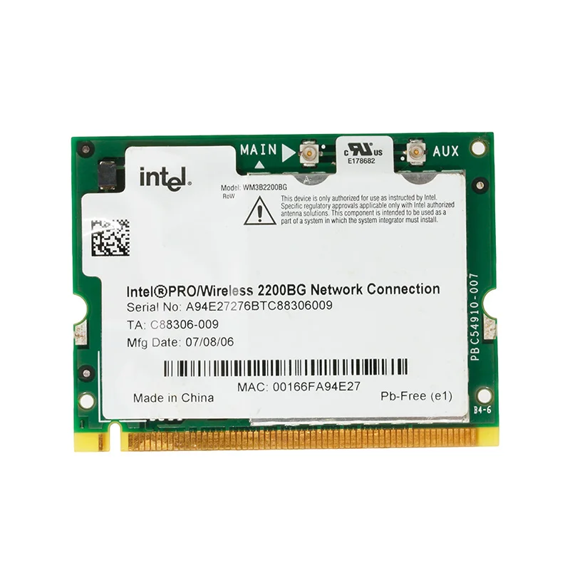 Intel Pro/Wireless 2200BG 802.11b/G Mini PCI сетевая карта Wi Fi для Toshiba Dell|Сетевые карты| |